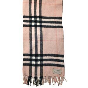 Burberry Ladies Vintage Pink Black Tan White Luxury Large Print Plaid Scarf